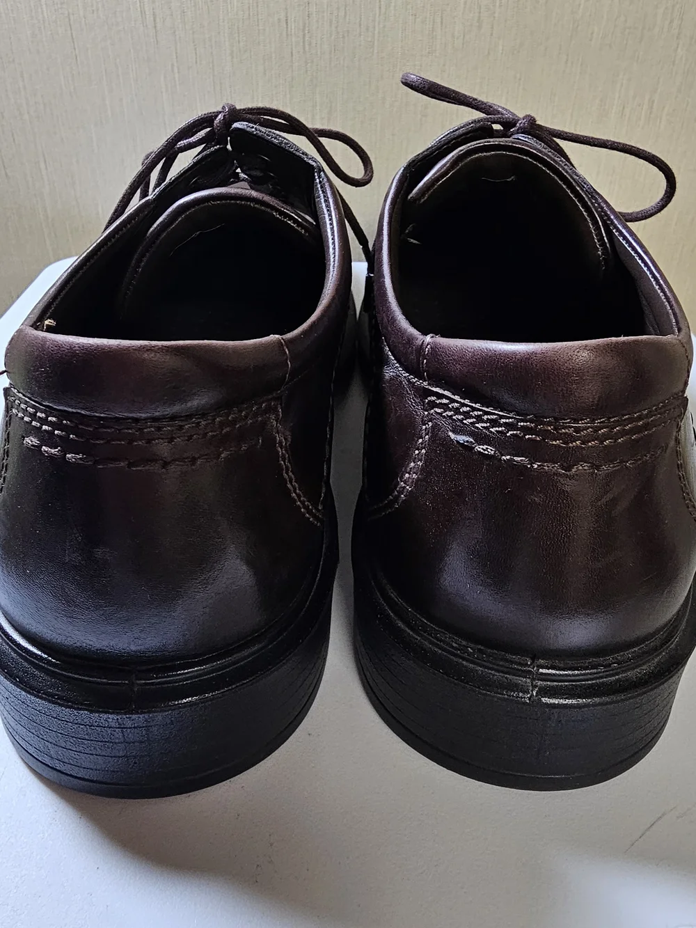 ECCO Men's Brown Leather Oxford Dress Shoes EU 45 US 11-11.5 Lace Up Comfort